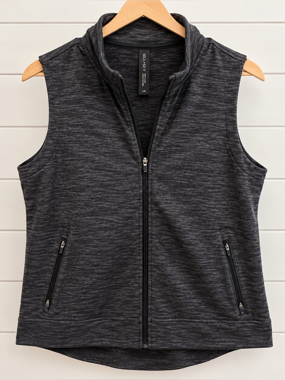 Soul + Sky Women's Dark Charcoal Zip-Up Vest